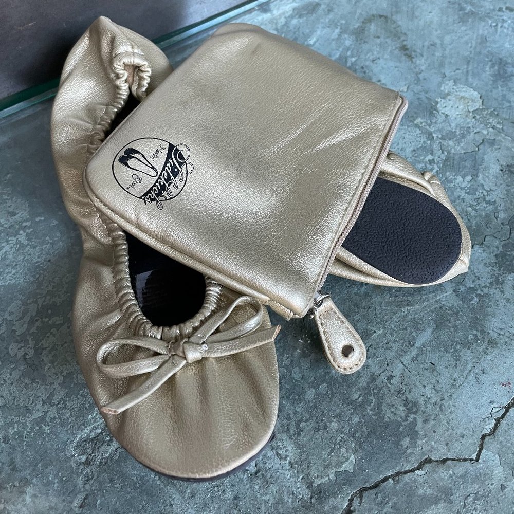 Gold Foldable Travel Ballet Flat